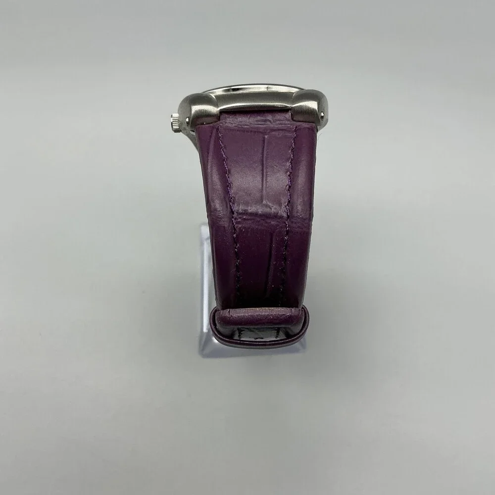 Joan Rivers Classics Women Watch 38mm Silver Tone Purple Leather New Battery